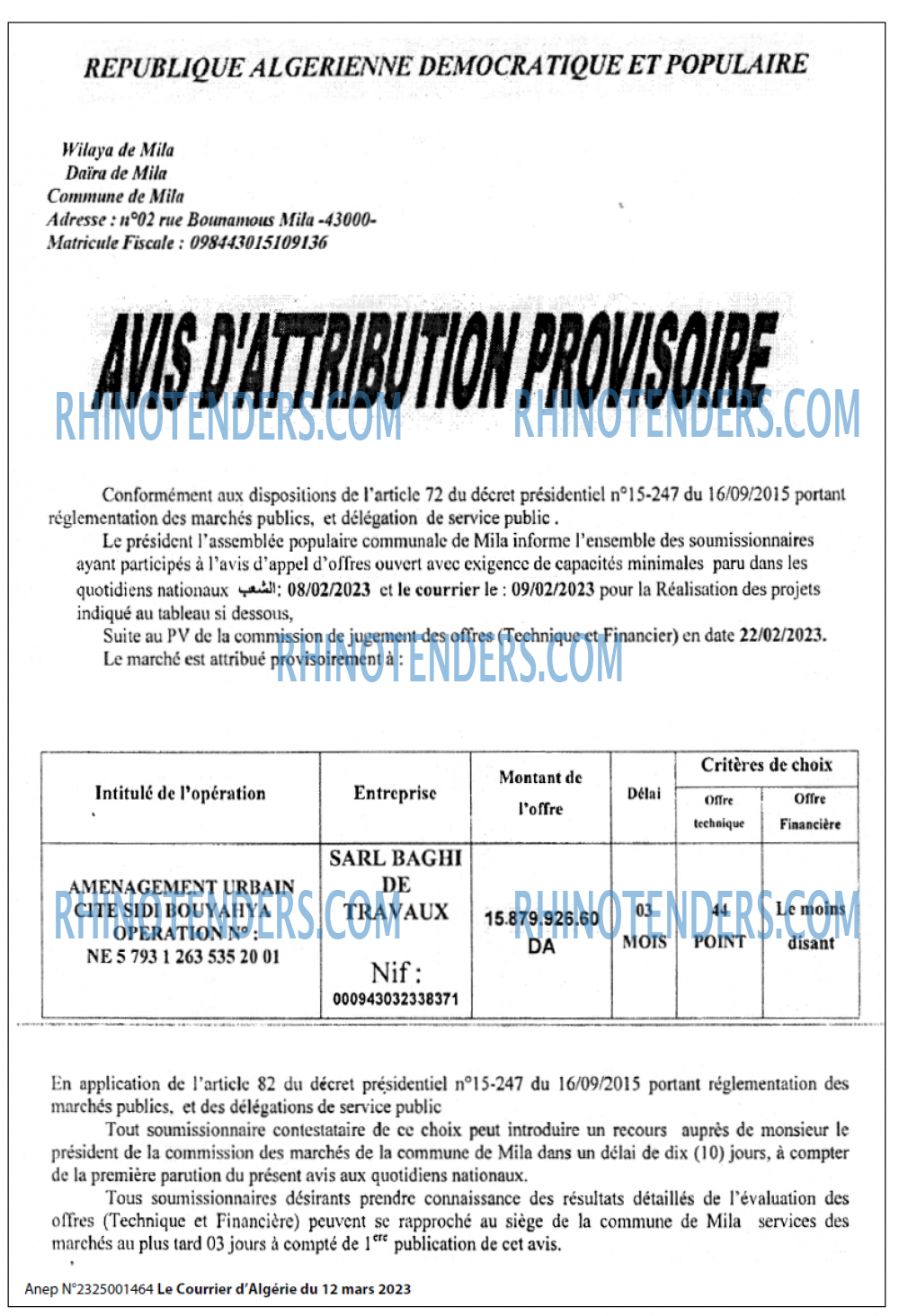 Le Courrier d'Algerie