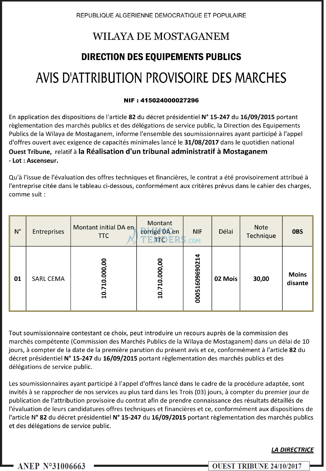 ouest TRIBUNE