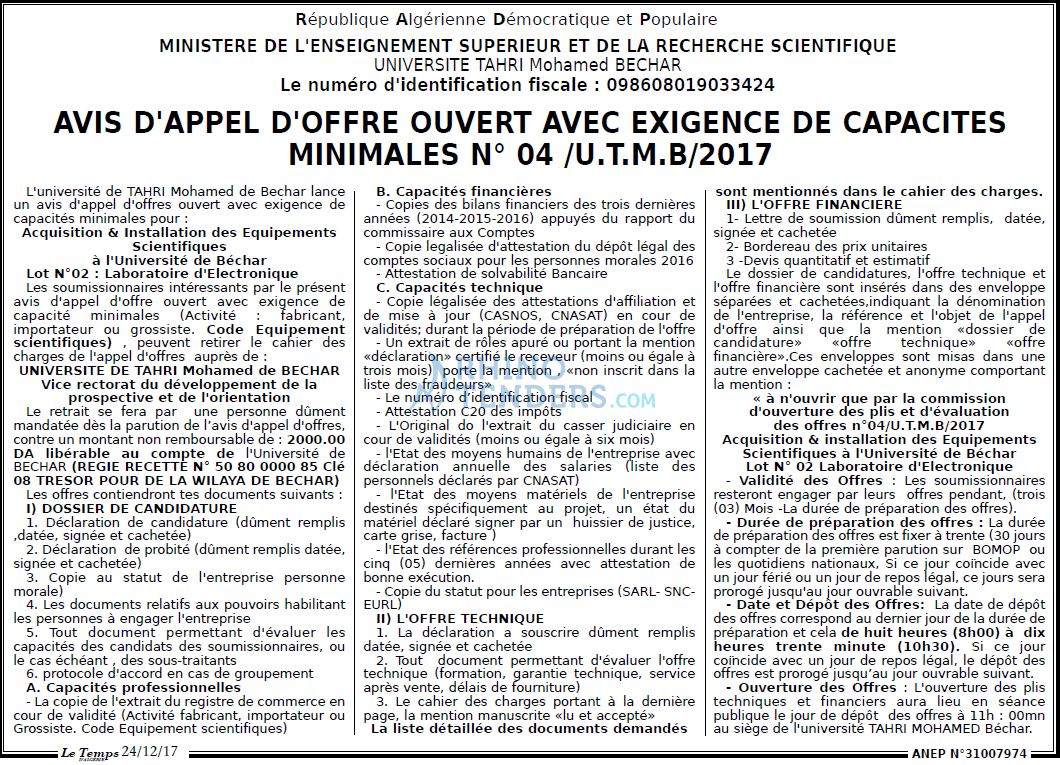LE TEMPS D'ALGERIE