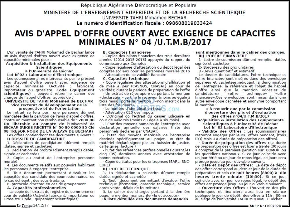 LE TEMPS D'ALGERIE
