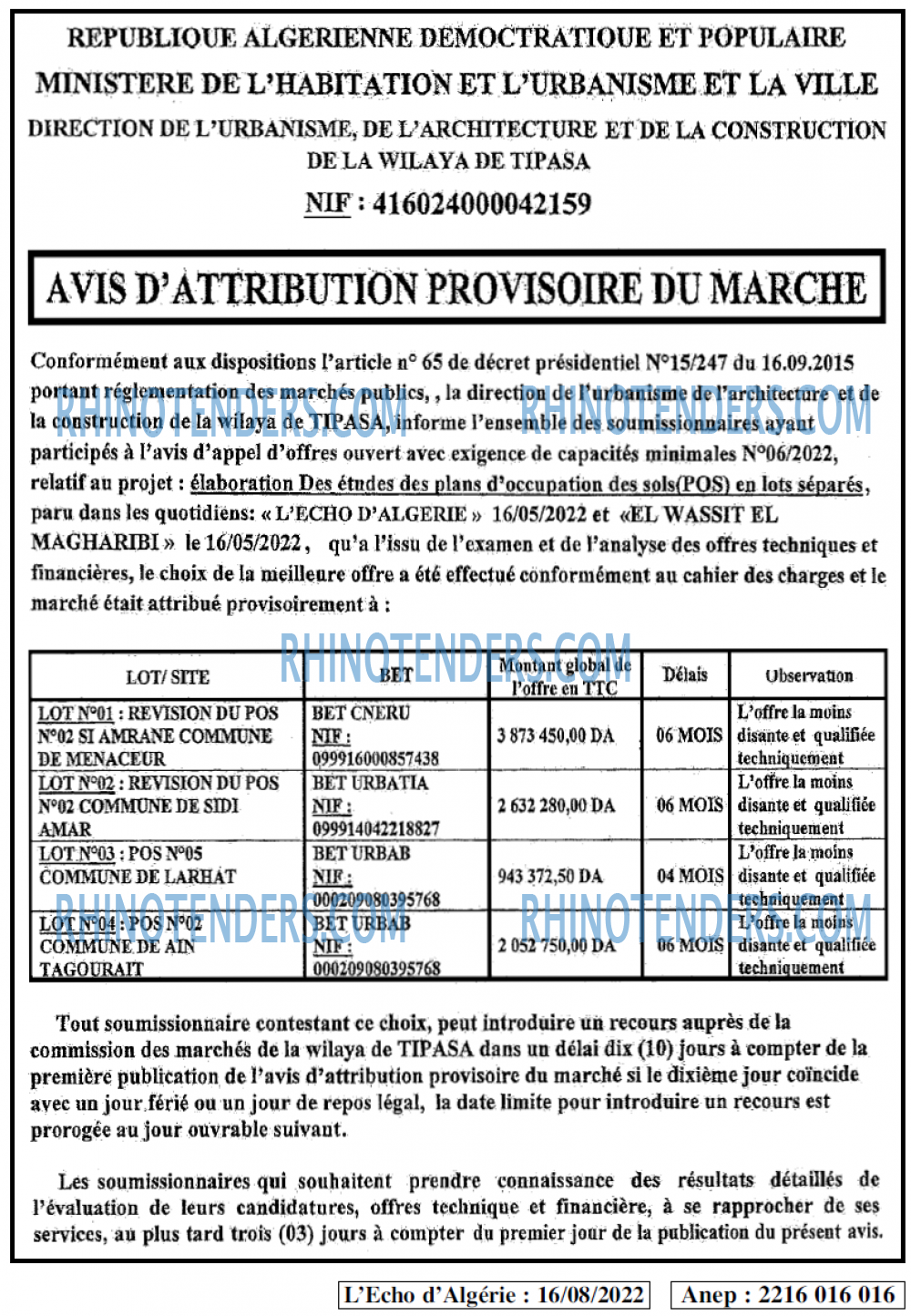 L'ECHO D'ALGERIE