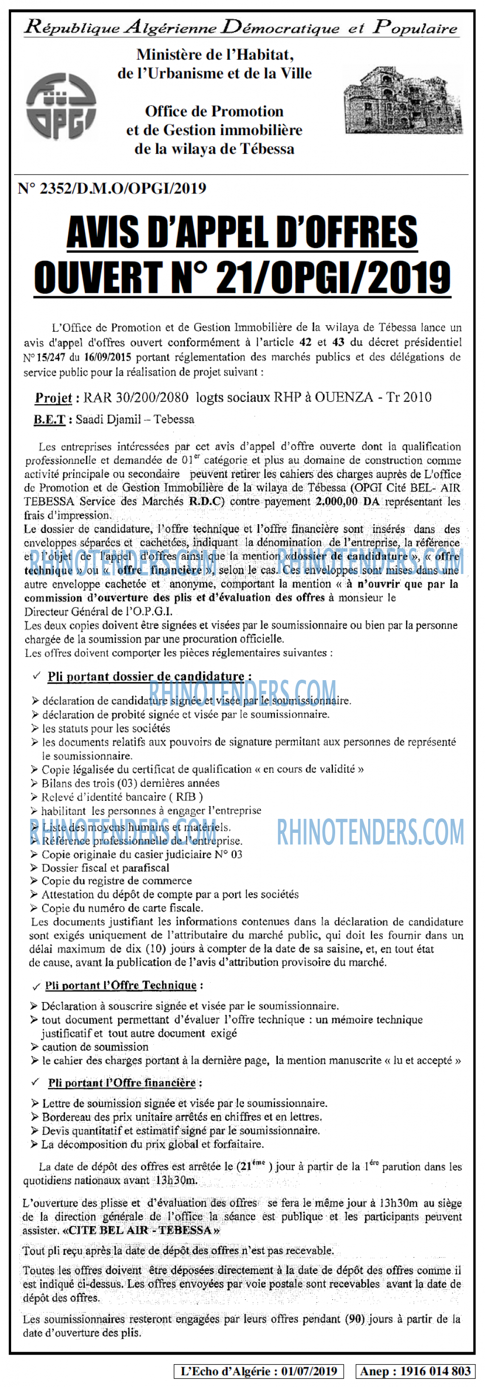 L'ECHO D'ALGERIE