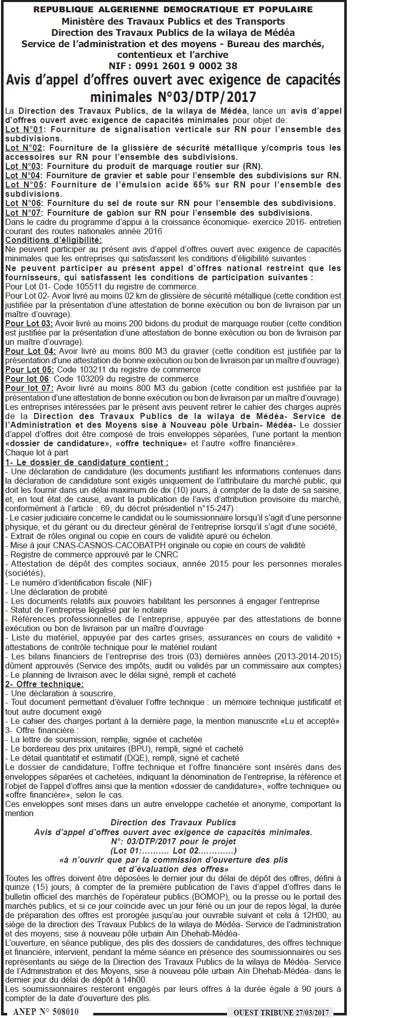 ouest TRIBUNE