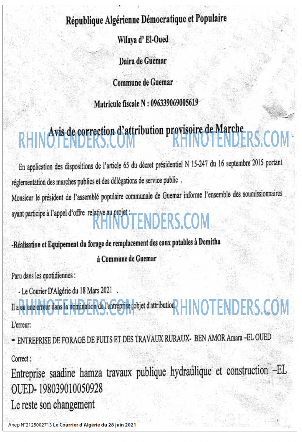Le Courrier d'Algerie