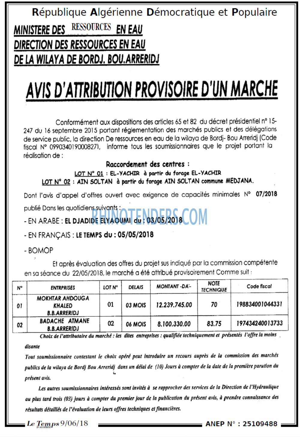 LE TEMPS D'ALGERIE