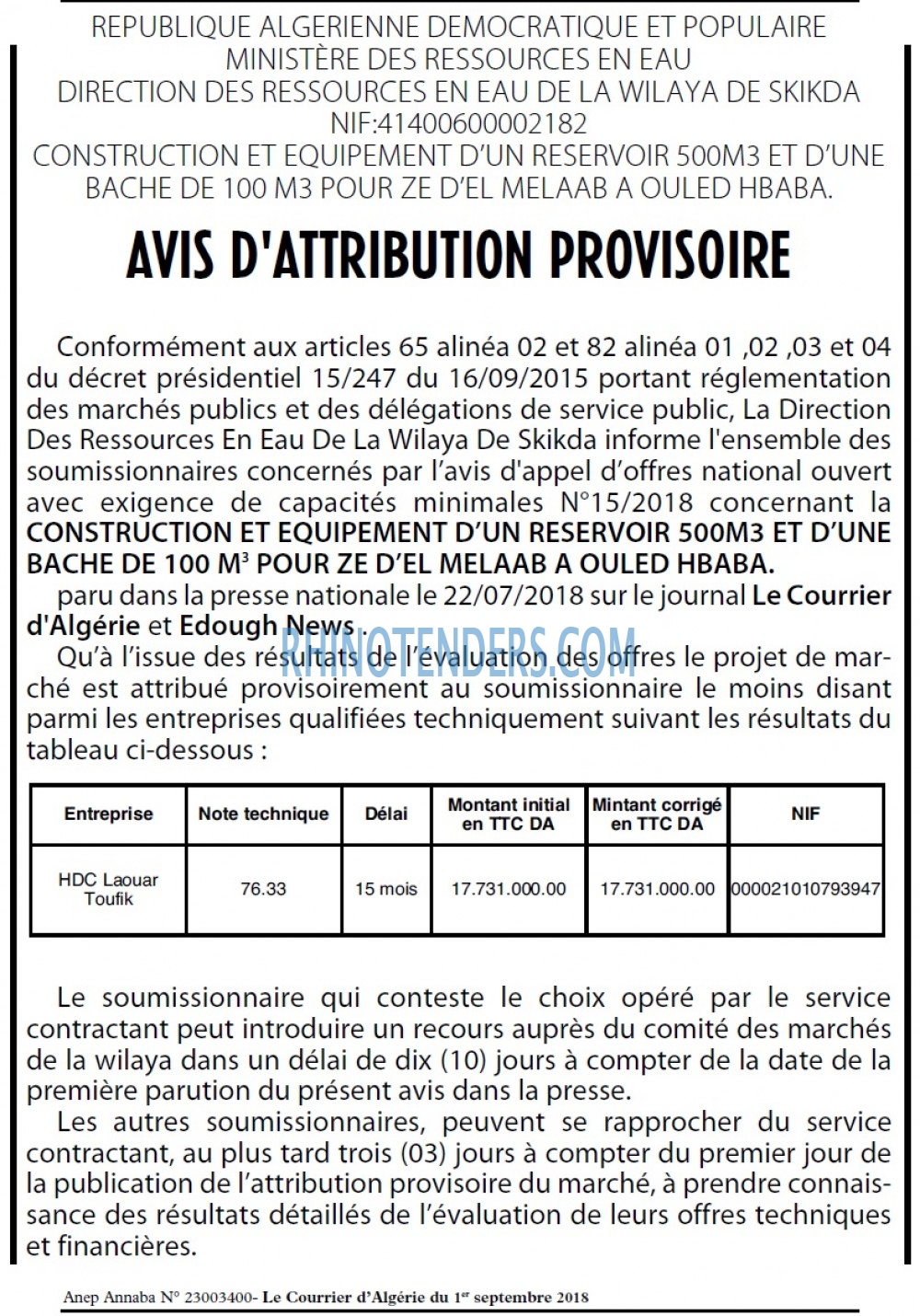 Le Courrier d'Algerie