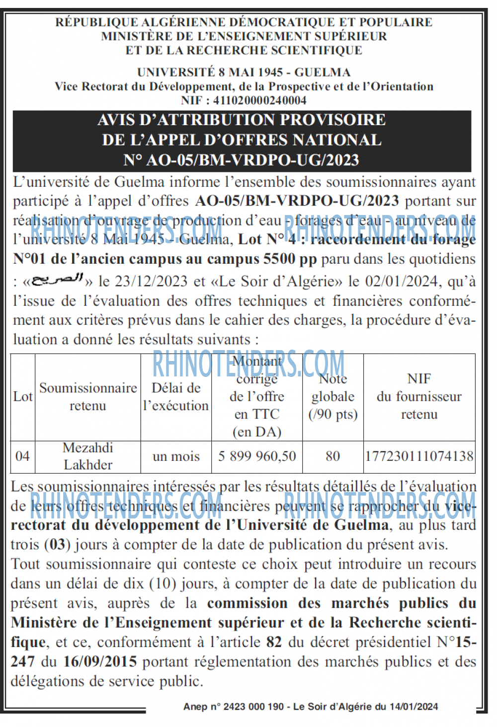LE SOIR D'ALGERIE
