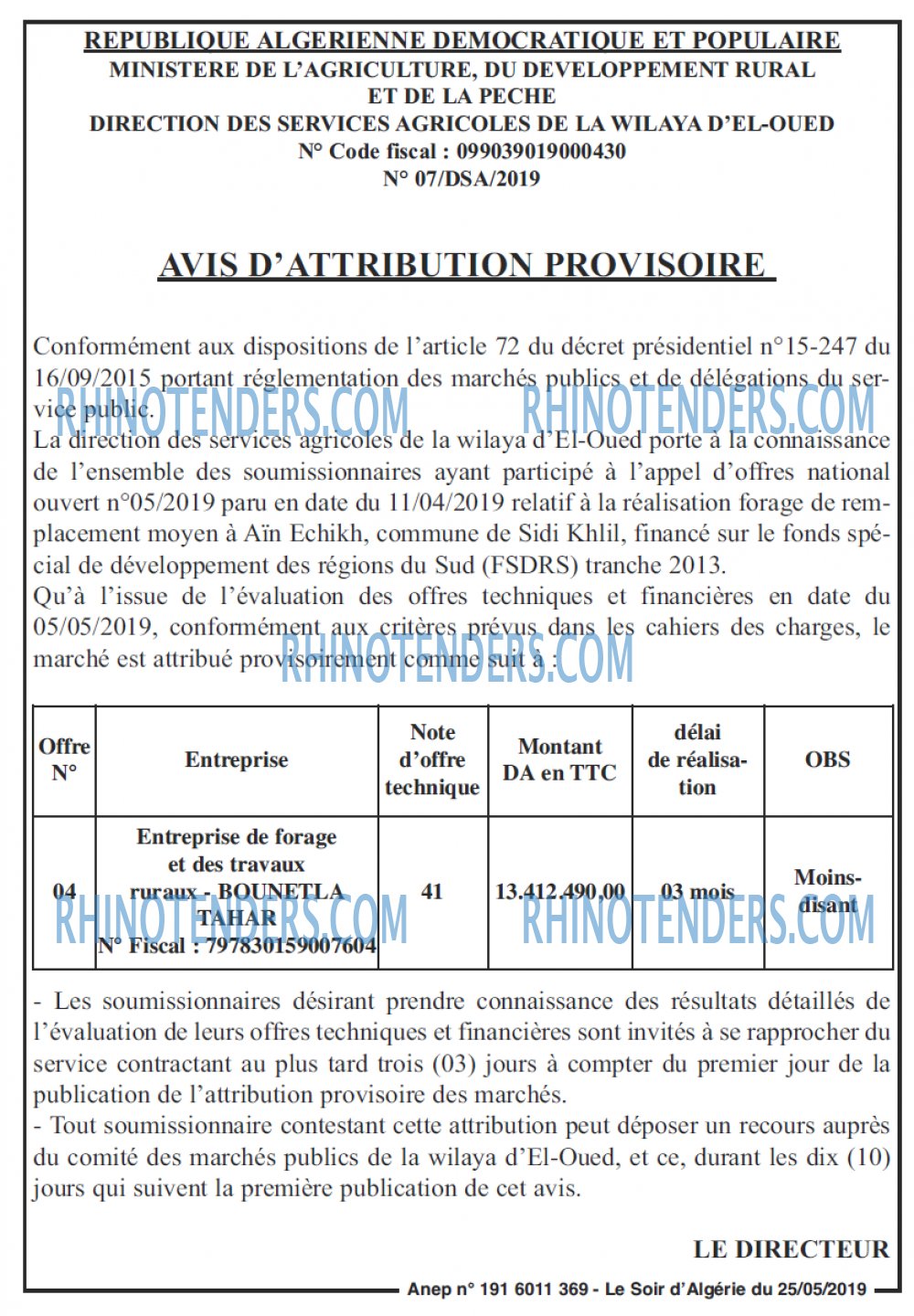 LE SOIR D'ALGERIE