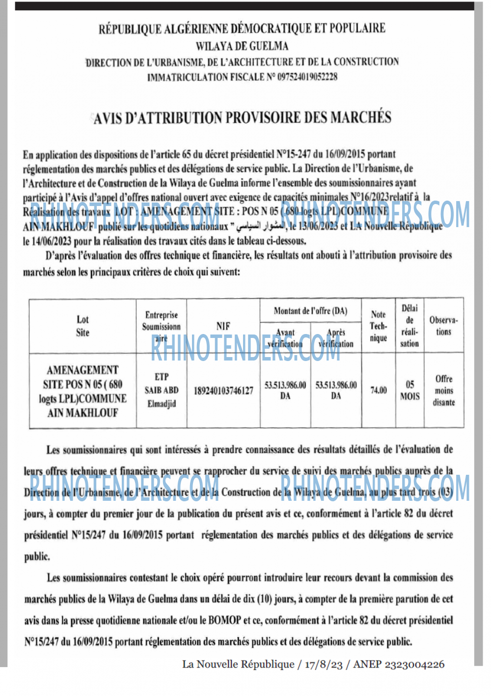 NOUVELLE REPUBLIQUE