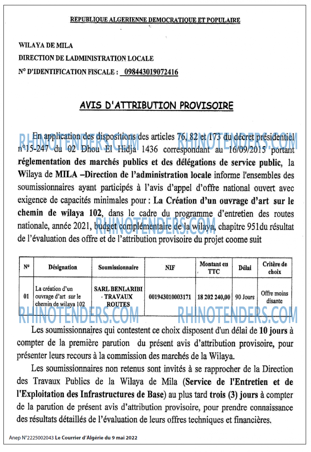 Le Courrier d'Algerie