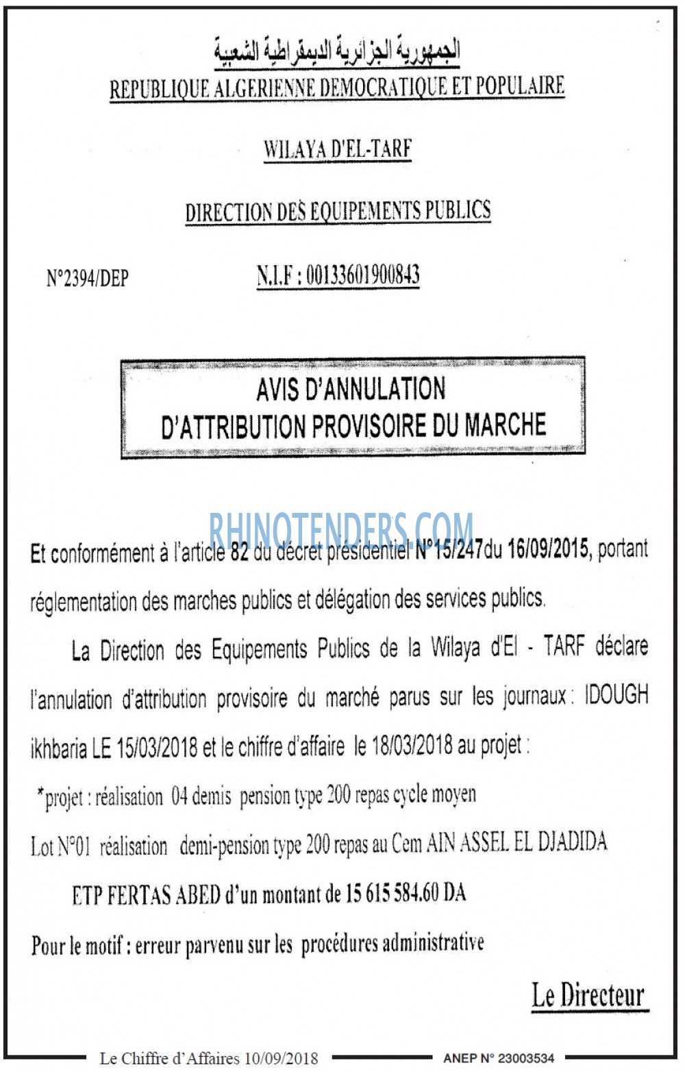 Le Chiffre d'Affaires