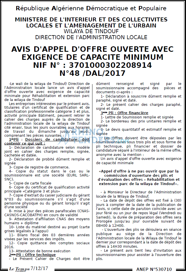 LE TEMPS D'ALGERIE