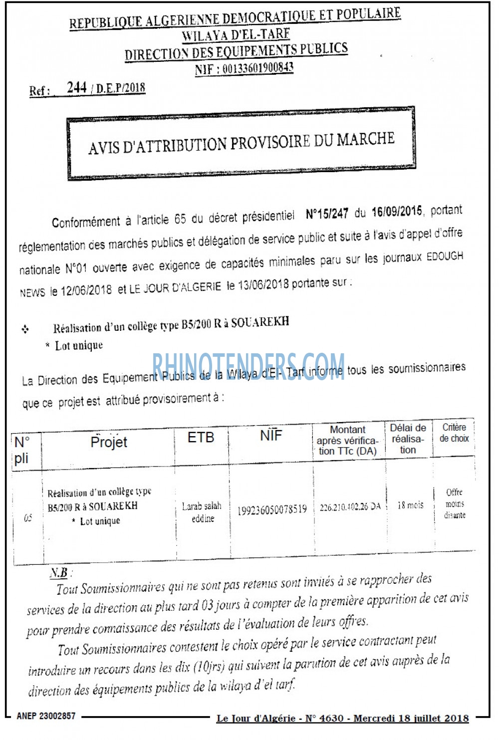 Le Jour d'Algérie