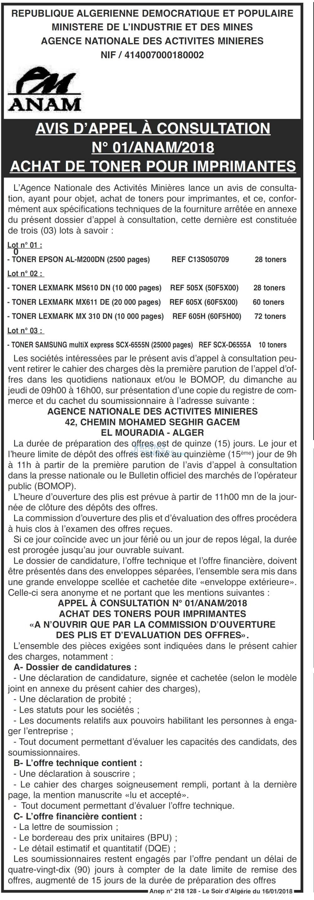 LE SOIR D'ALGERIE