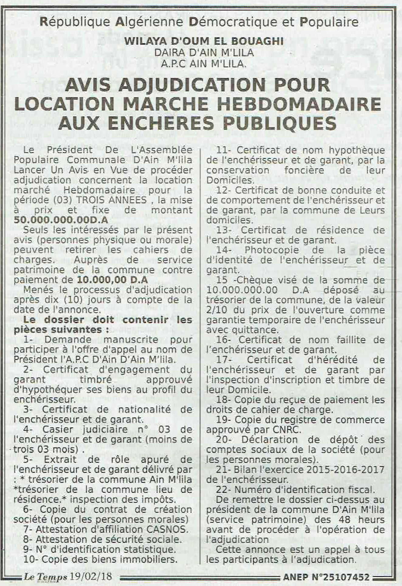LE TEMPS D'ALGERIE