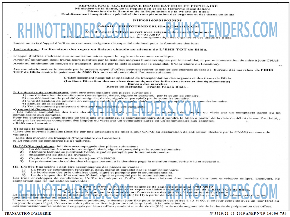 TRANSACTION D'ALGERIE