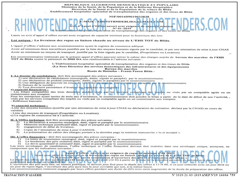 TRANSACTION D'ALGERIE