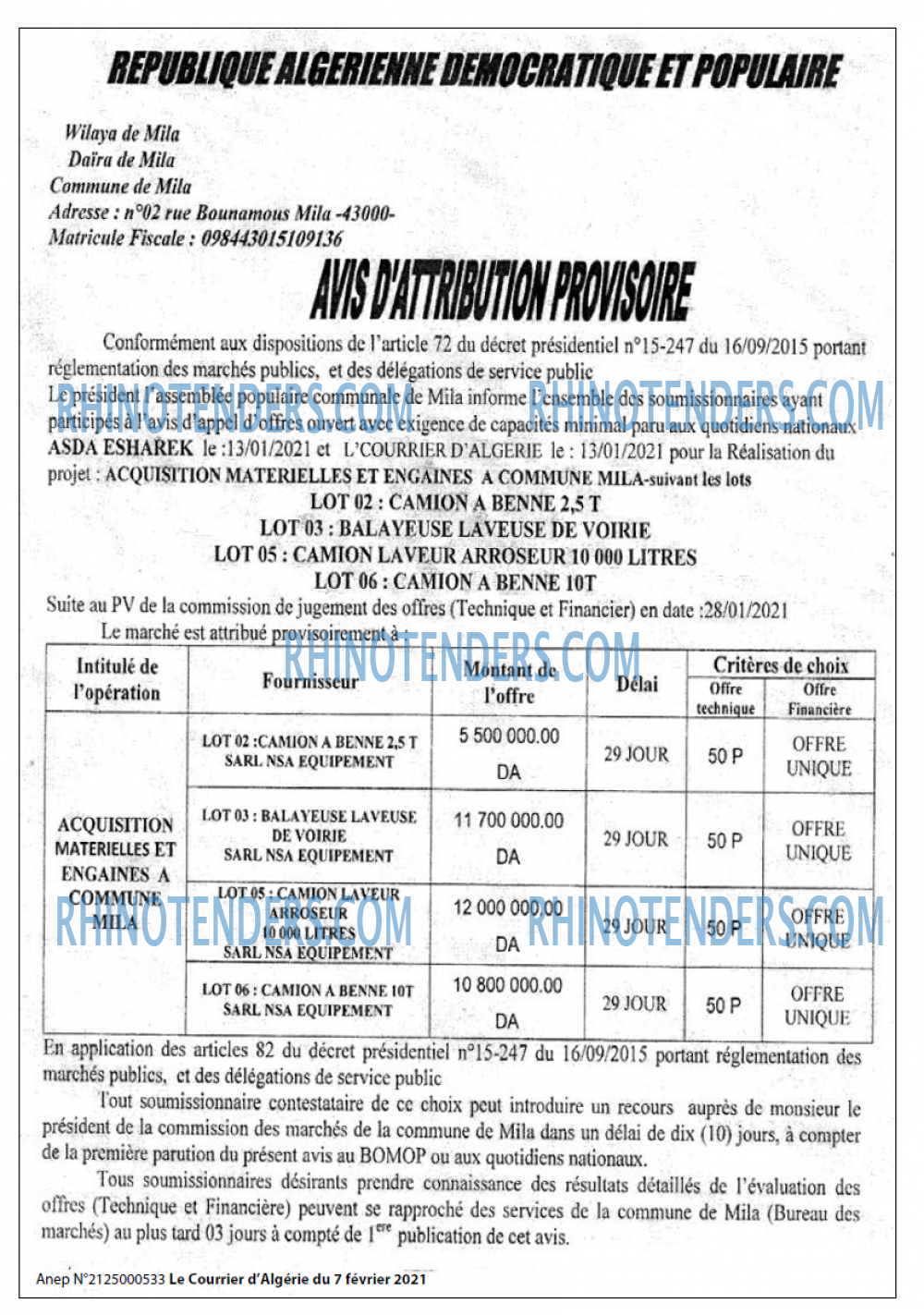 Le Courrier d'Algerie