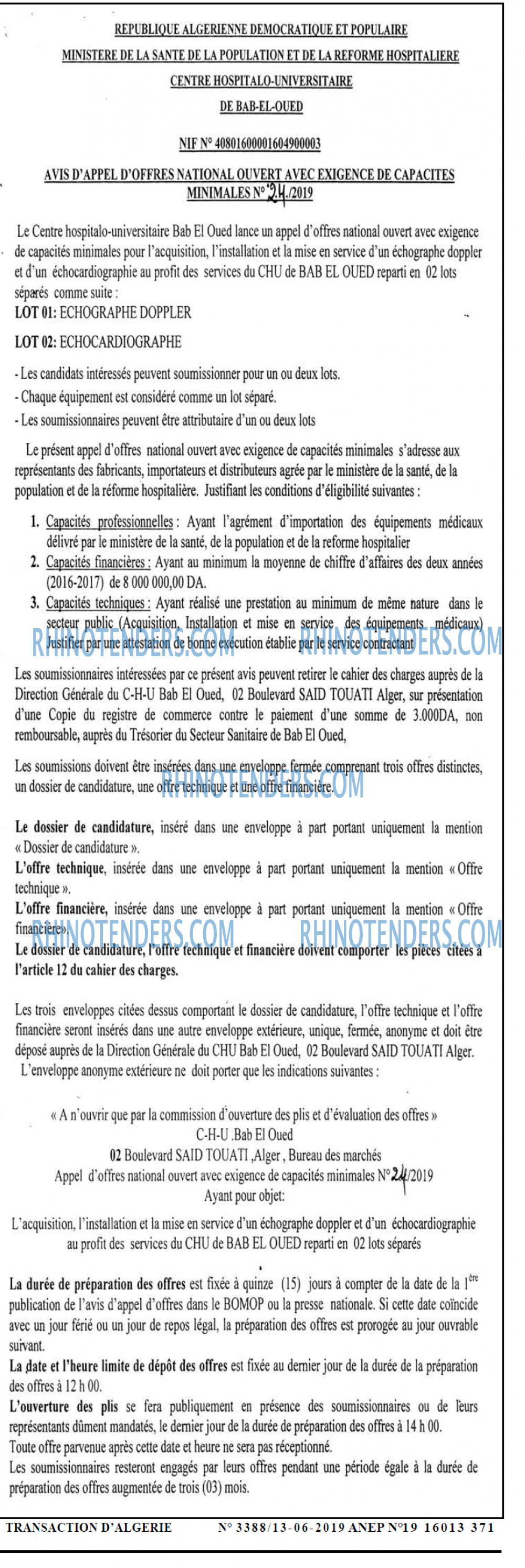 TRANSACTION D'ALGERIE