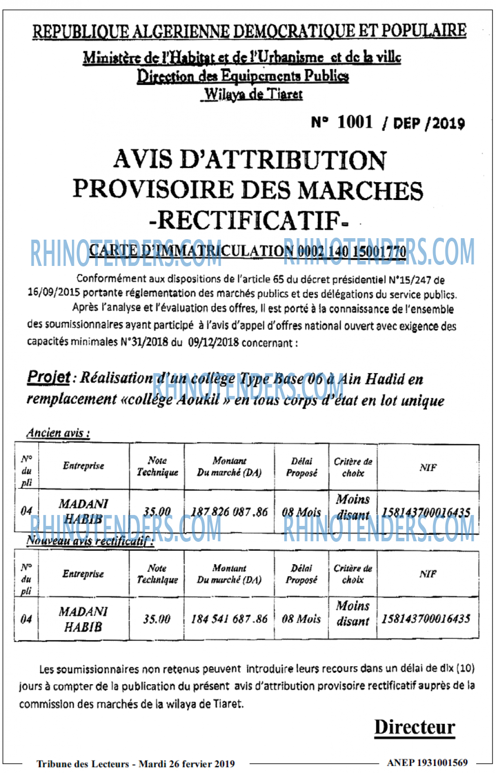 TRIBUNE DES LECTEURS