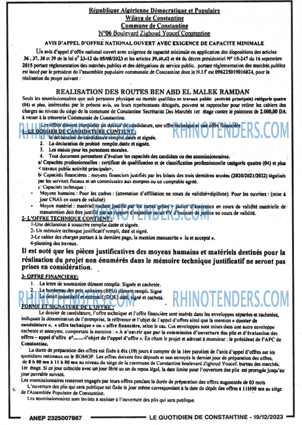 LE QUOTIDIEN DE CONSTANTINE