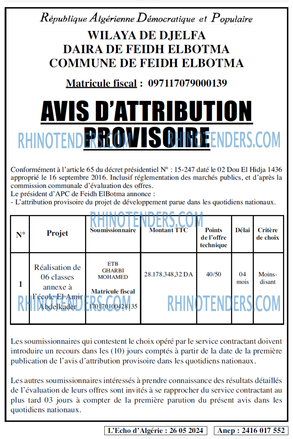 L'ECHO D'ALGERIE