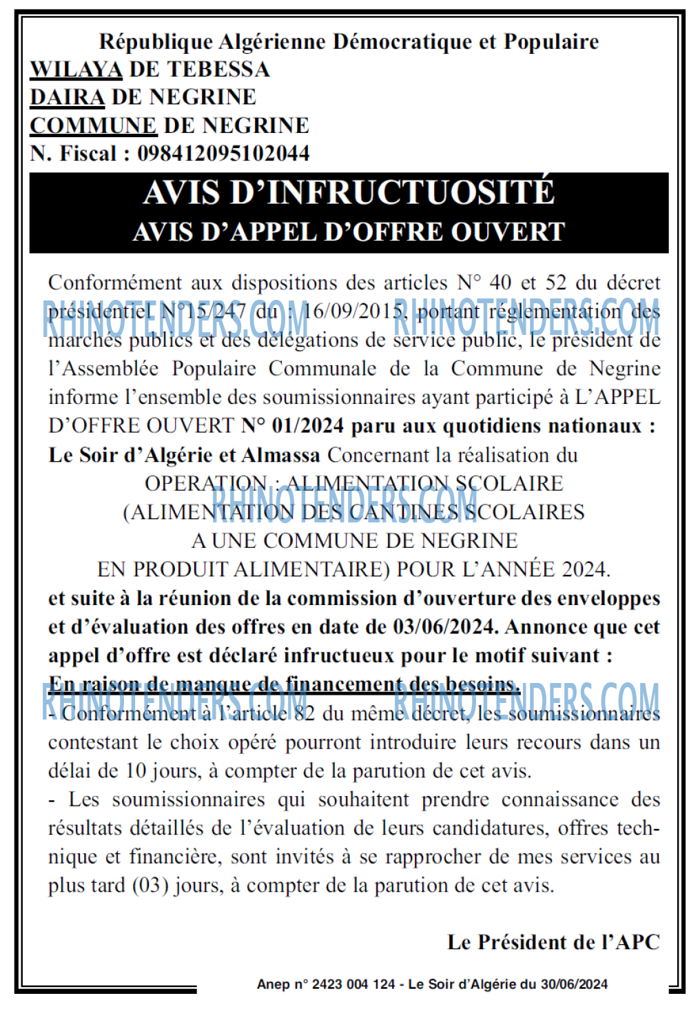 LE SOIR D'ALGERIE