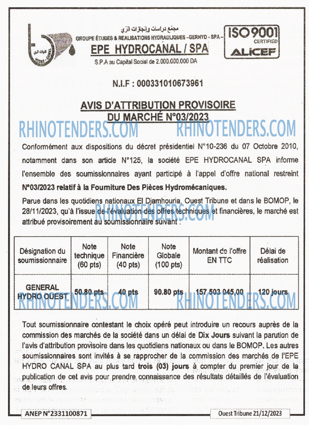 ouest TRIBUNE