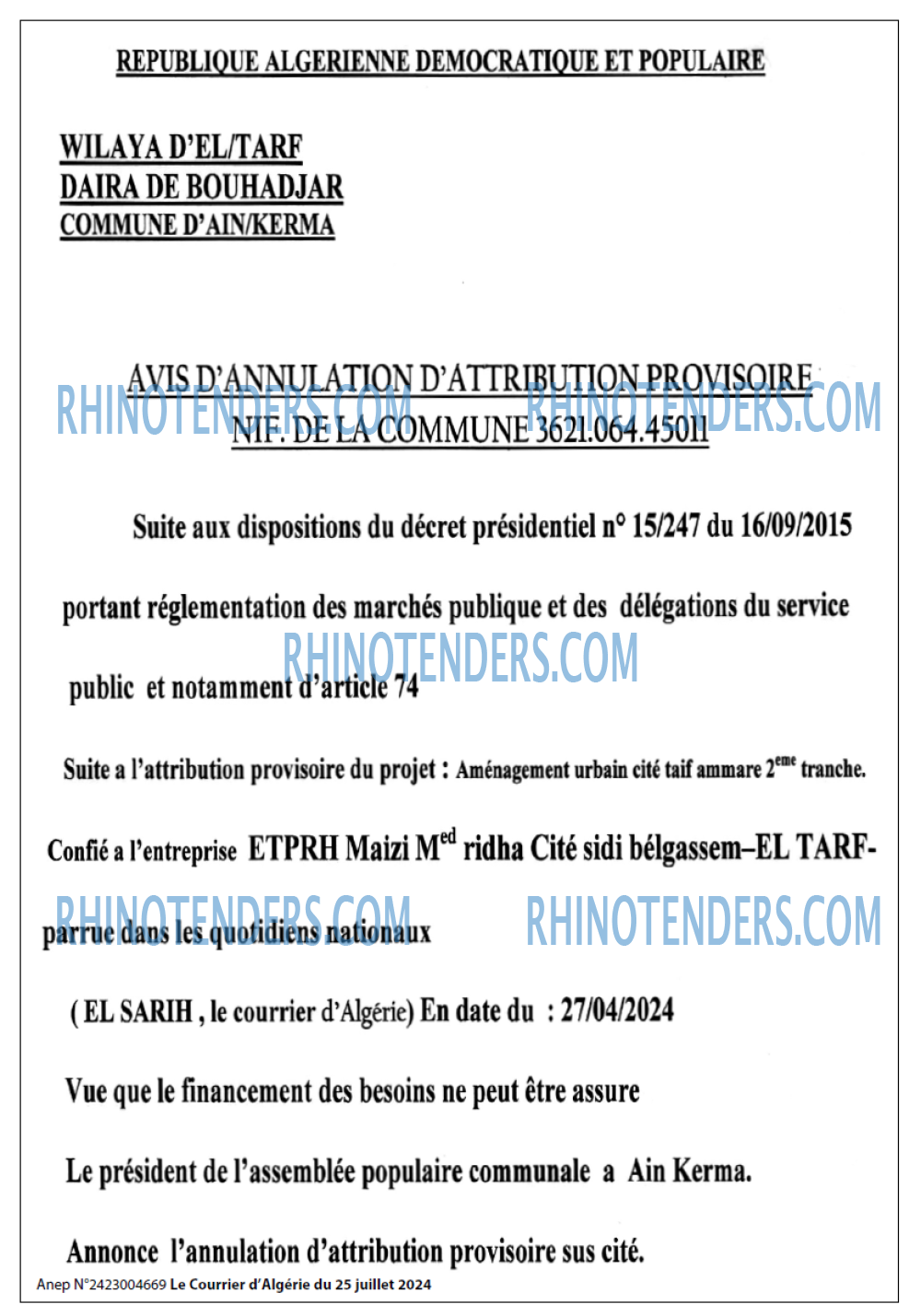 Le Courrier d'Algerie