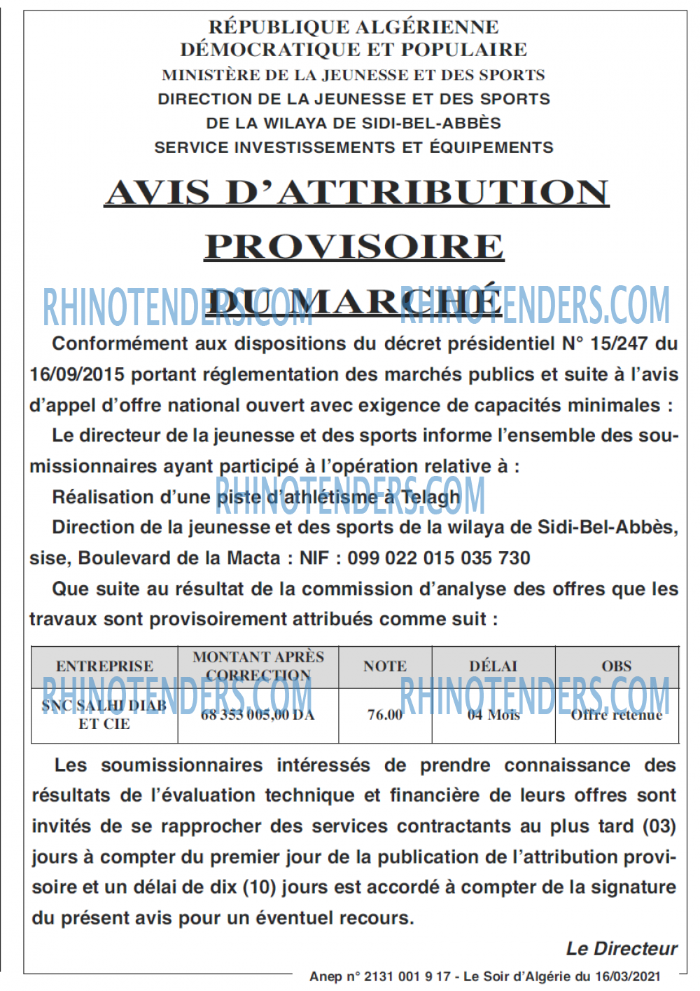 LE SOIR D'ALGERIE