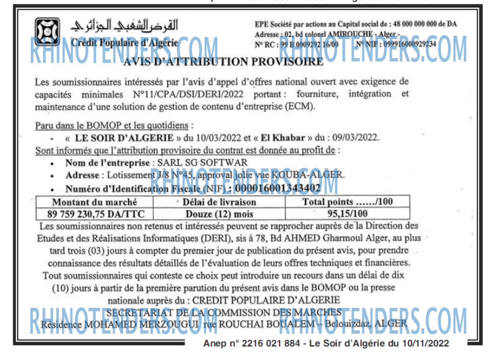 LE SOIR D'ALGERIE