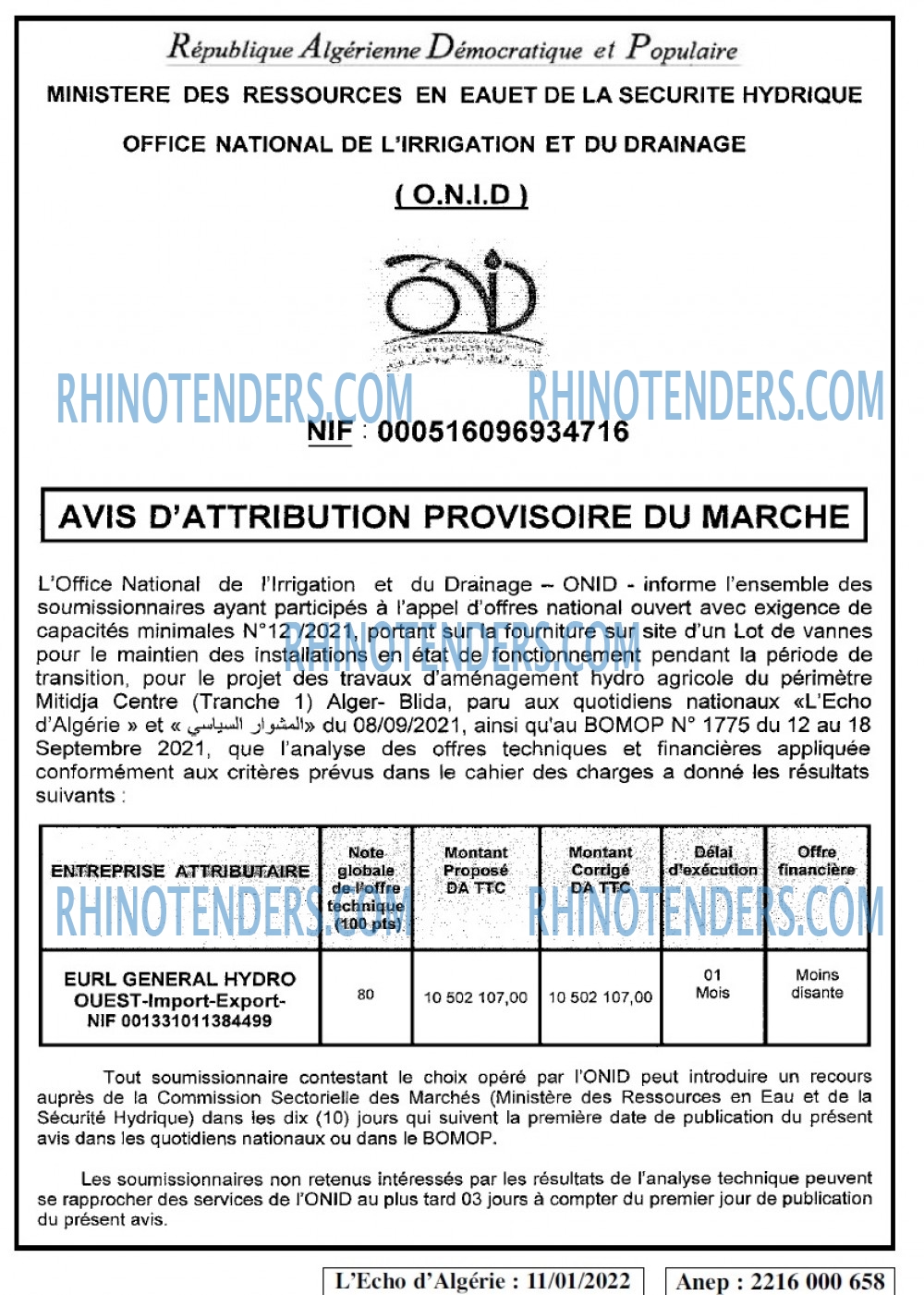 L'ECHO D'ALGERIE