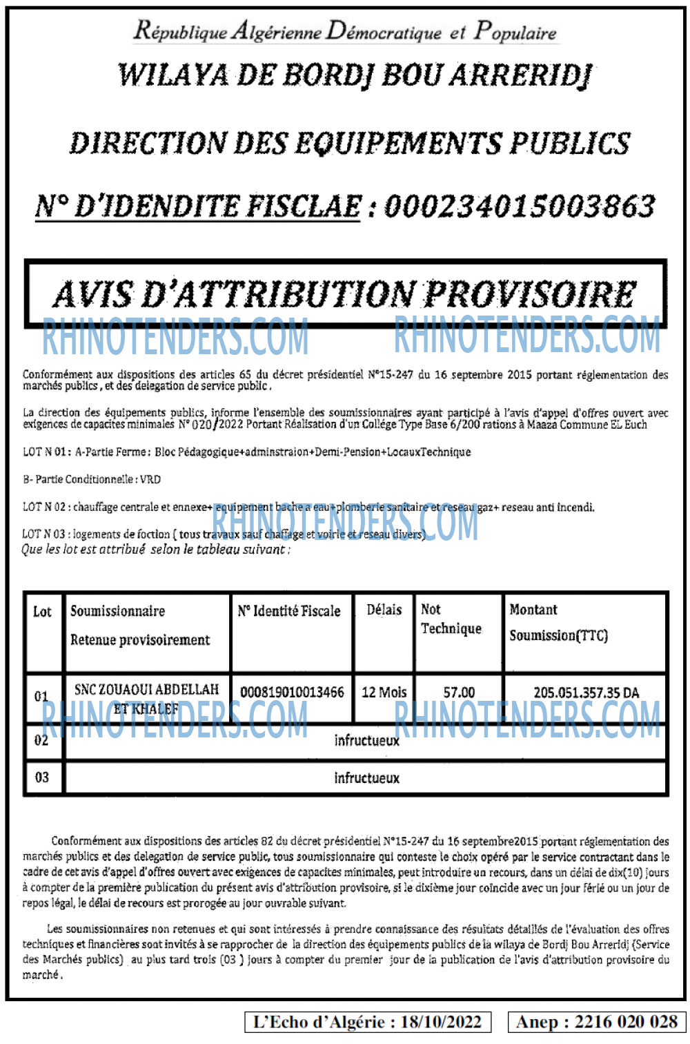 L'ECHO D'ALGERIE