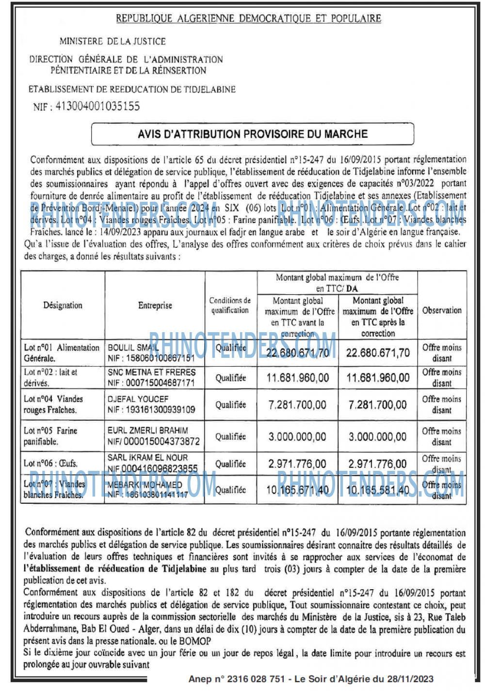 LE SOIR D'ALGERIE