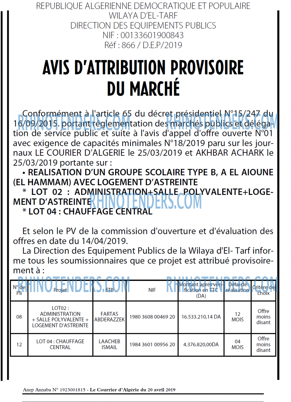 Le Courrier d'Algerie
