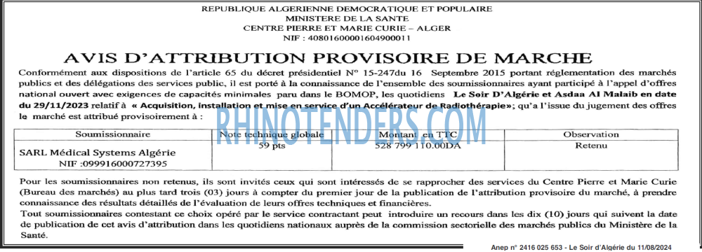 LE SOIR D'ALGERIE