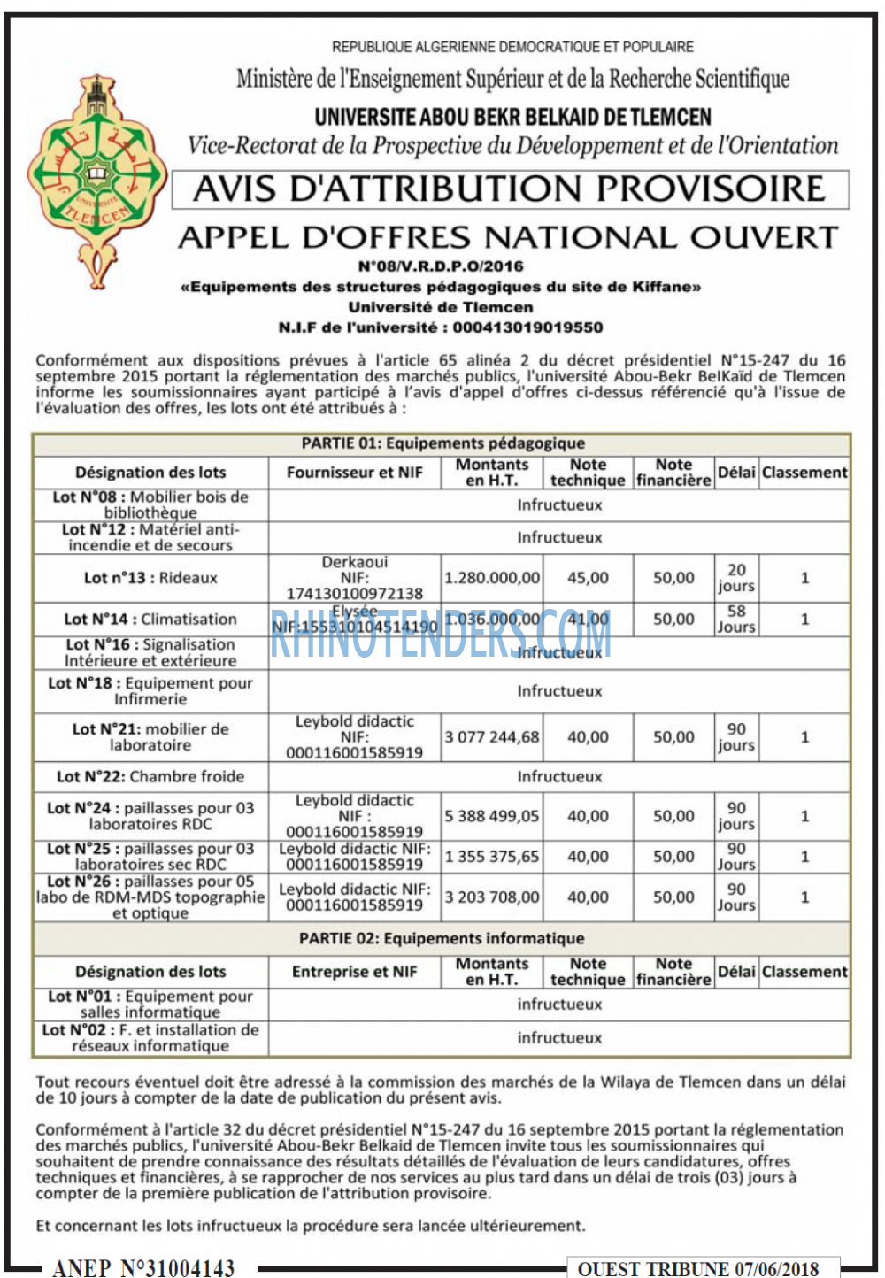 ouest TRIBUNE