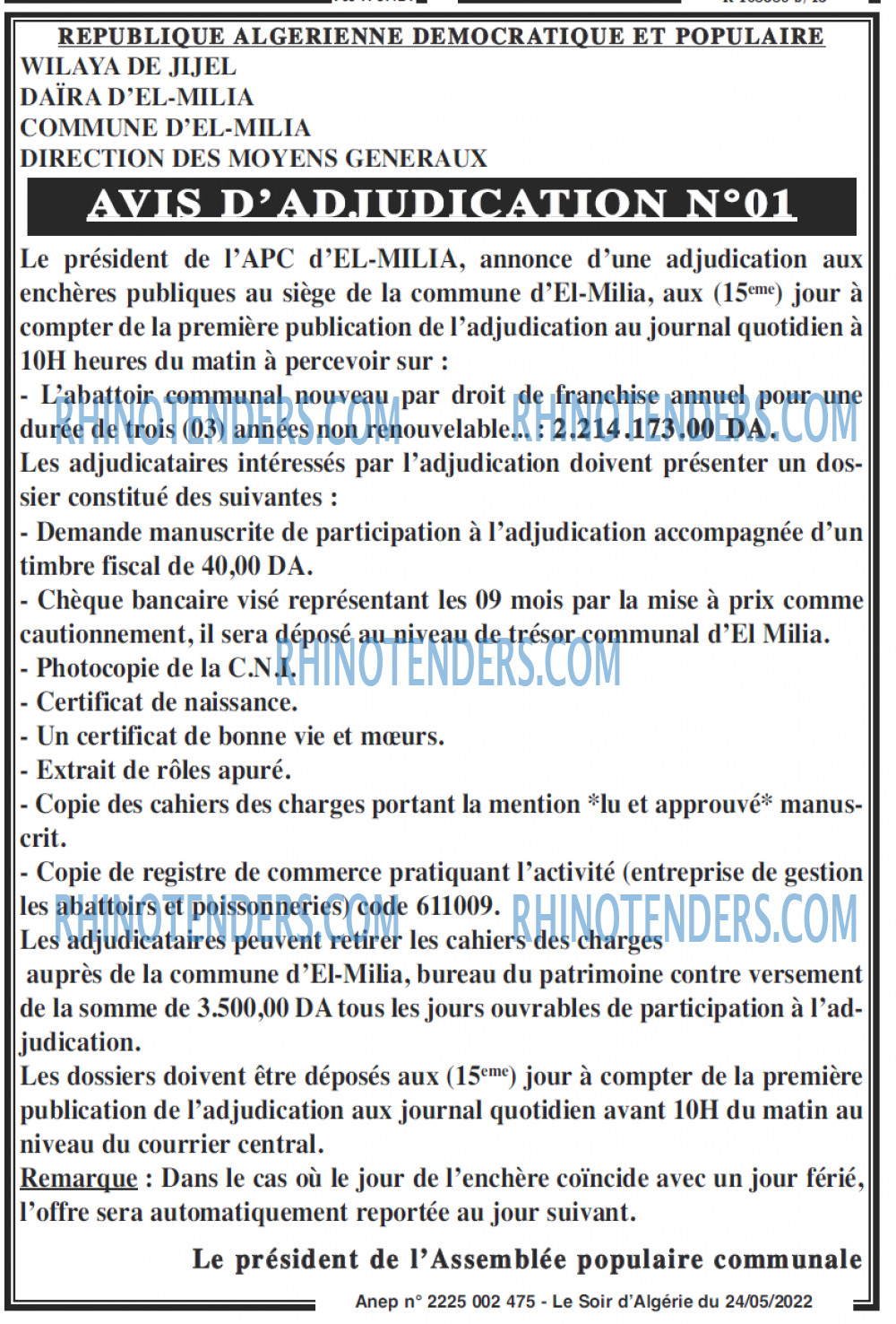 LE SOIR D'ALGERIE