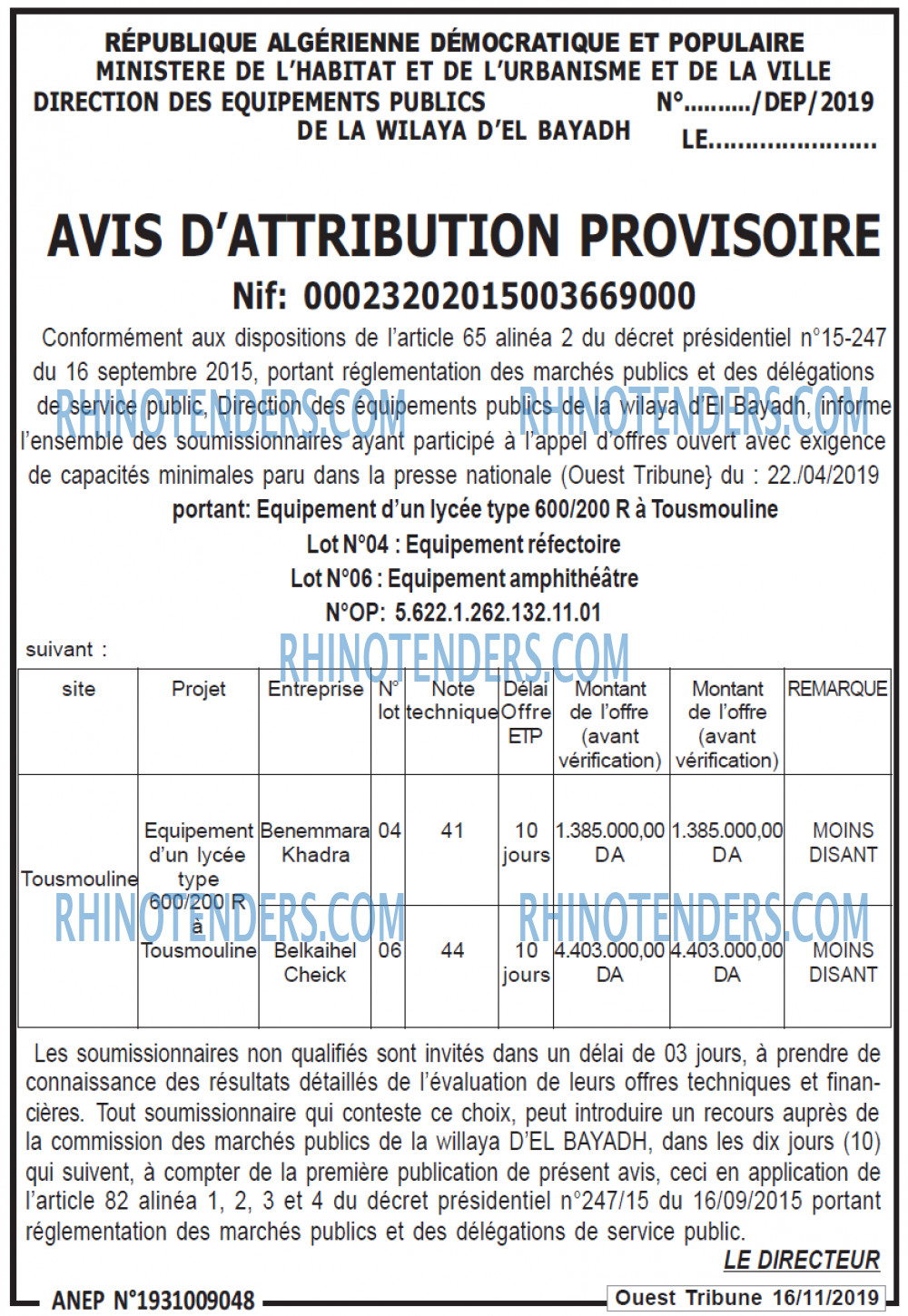 ouest TRIBUNE
