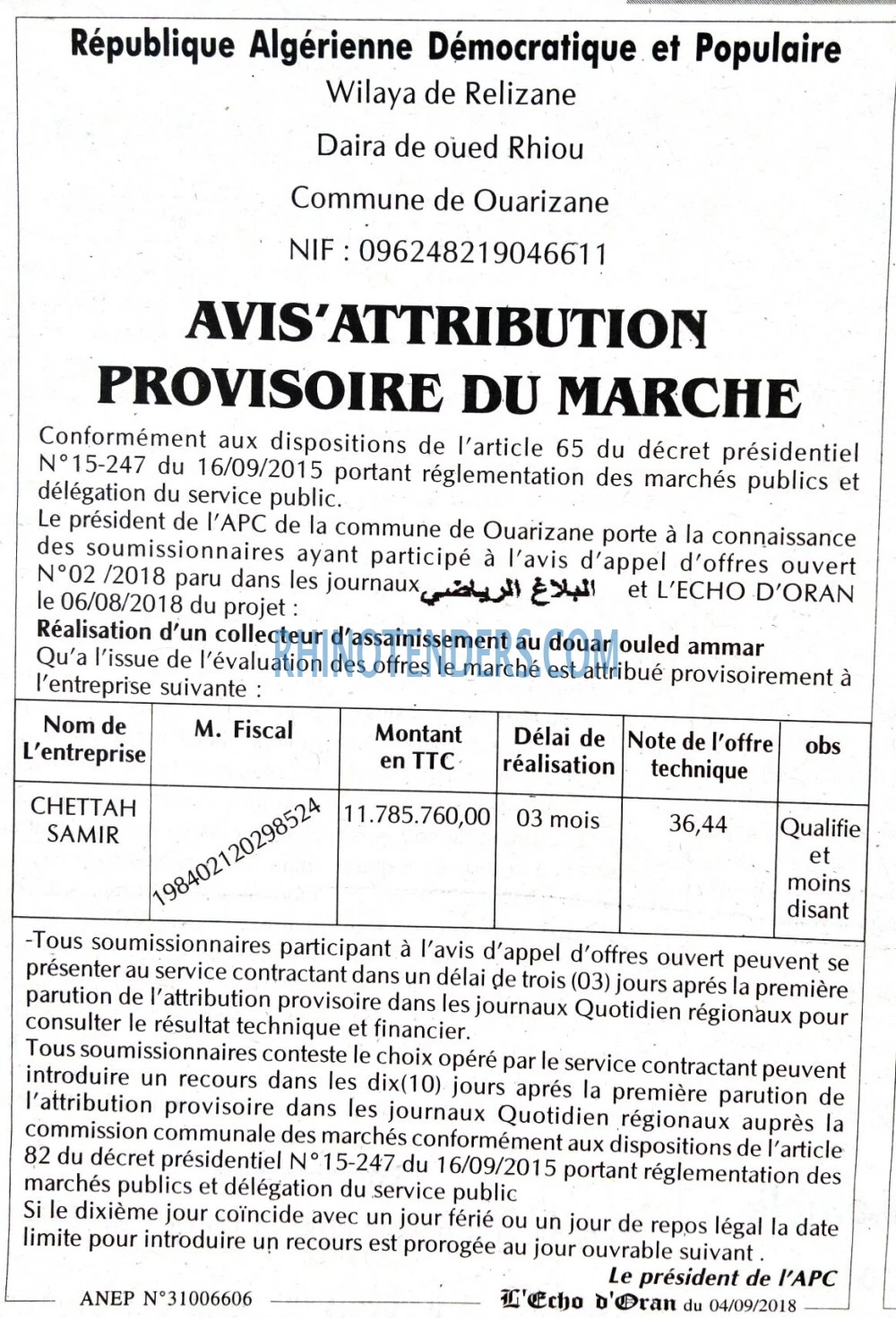 L'ECHO D'ALGERIE