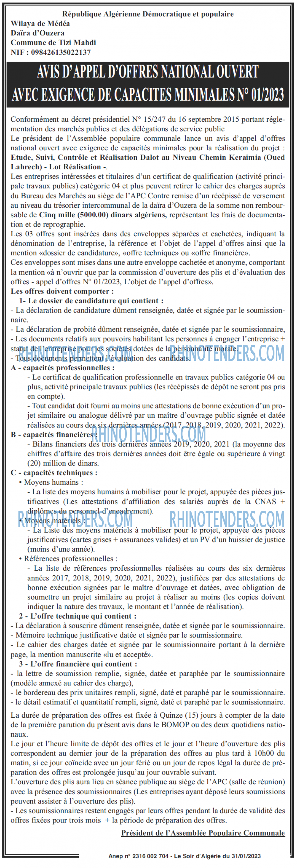 LE SOIR D'ALGERIE