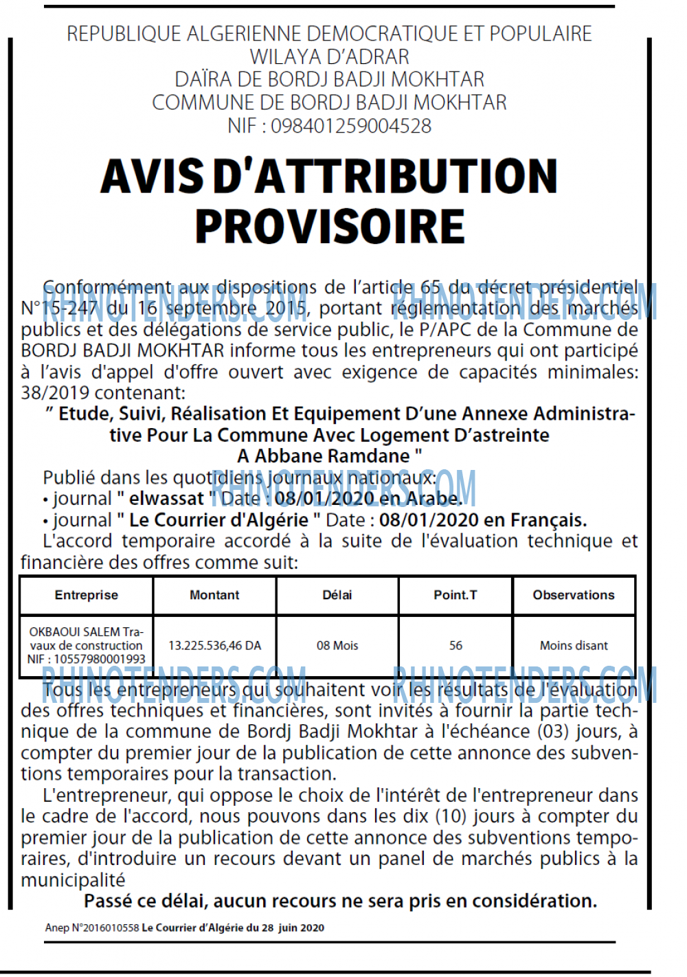 Le Courrier d'Algerie