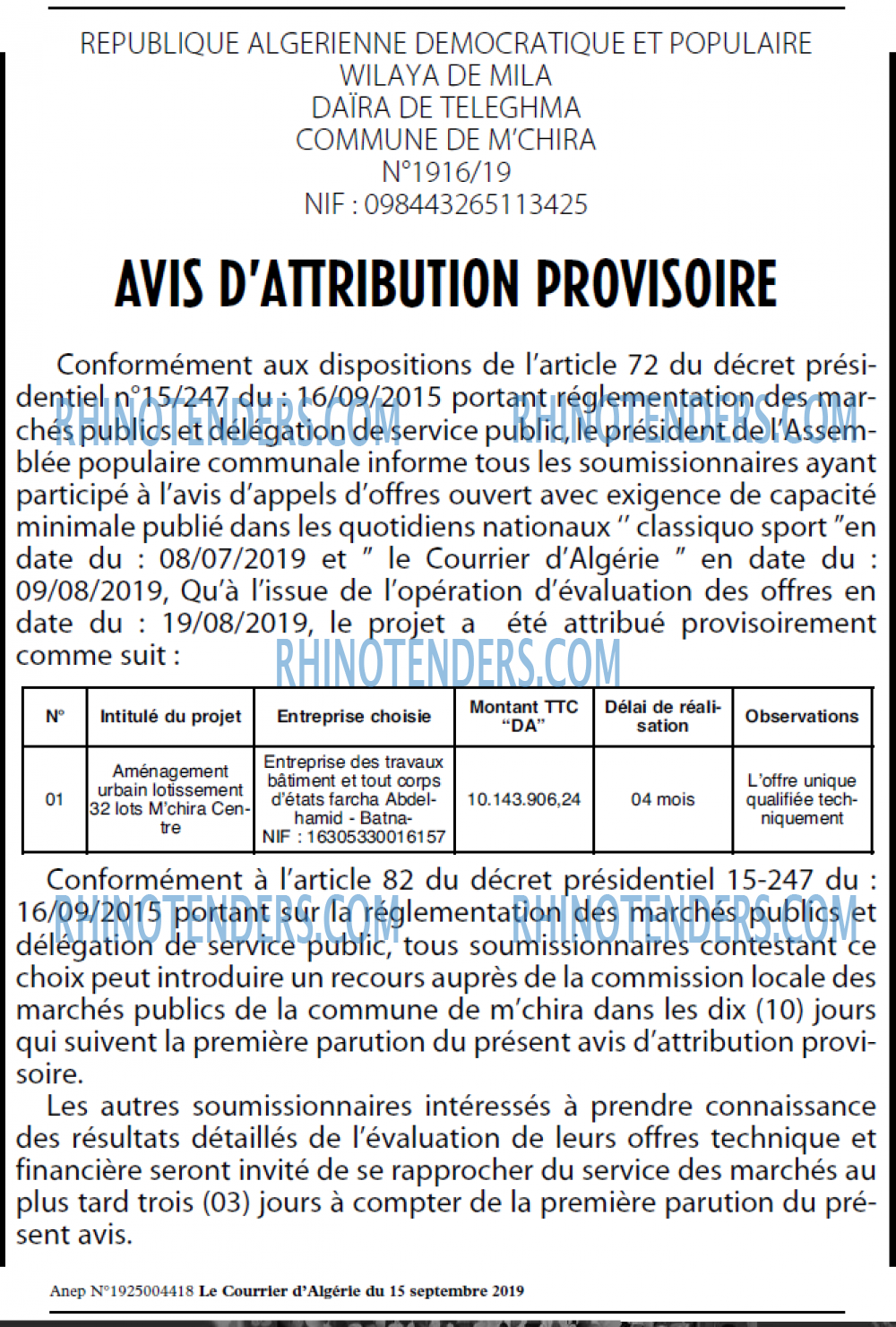 Le Courrier d'Algerie