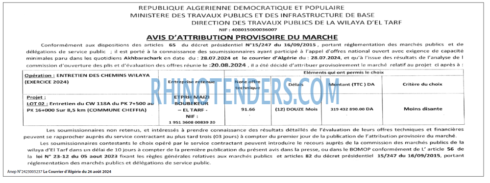 Le Courrier d'Algerie