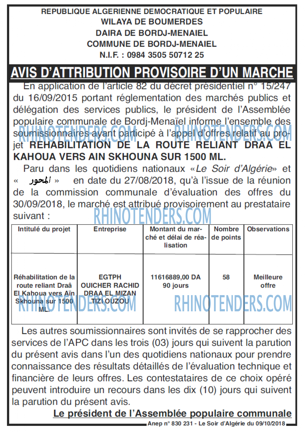 LE SOIR D'ALGERIE