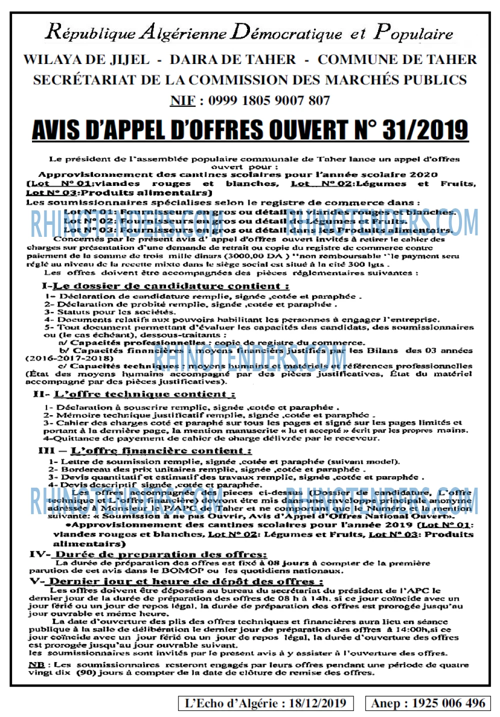 L'ECHO D'ALGERIE