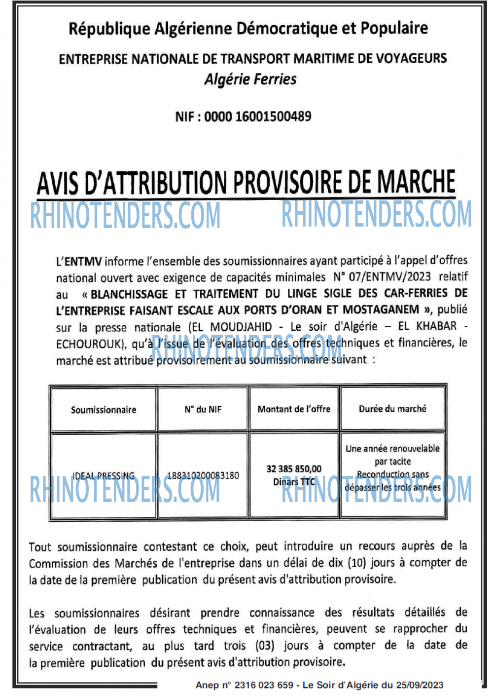 LE SOIR D'ALGERIE