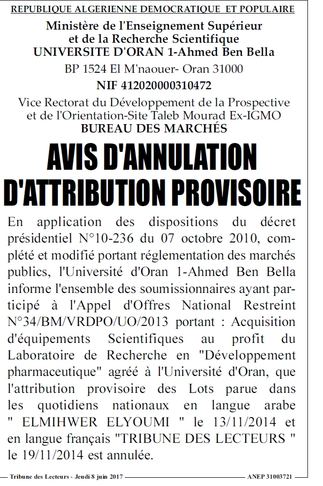 TRIBUNE DES LECTEURS