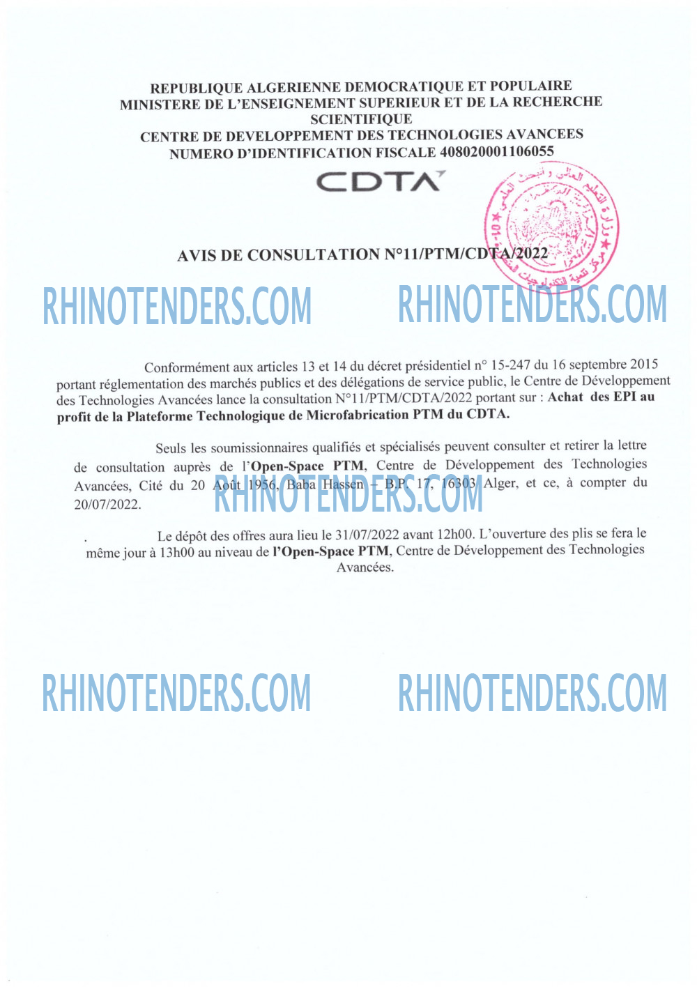 CDTA - Centre De Développement Des Technologies Avancées