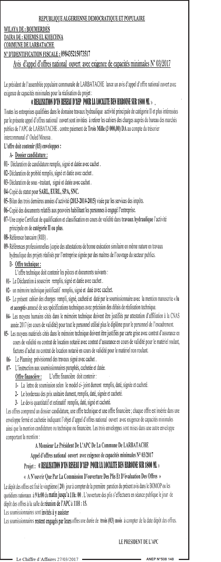 Le Chiffre d'Affaires